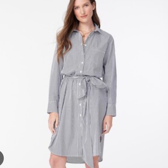 NWT J.Crew Classic-fit Crisp Poplin Shirtdress in Stripe - Picture 2 of 11